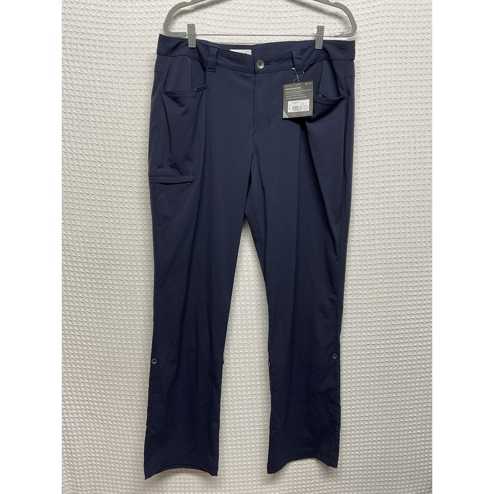 Eddie Bauer Travex Horizon Pant Women's 16 Navy Hiking Stretch Roll Up Leg UPF50